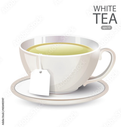 Cup of White Tea isolated on white background. Vector illustration.