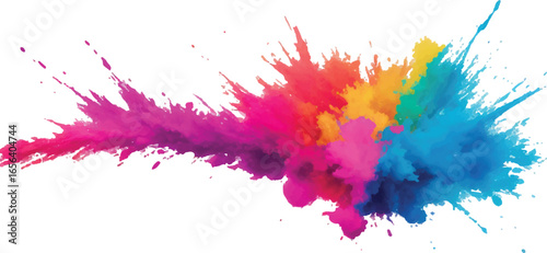 Vibrant colorful powder explosion isolated on white background isolated on transparent background