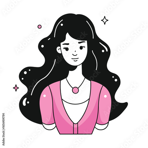 cute woman long hair 