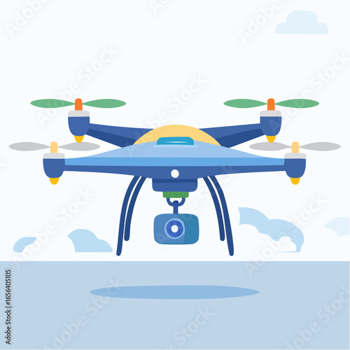 Modern Drone Flying Over Water