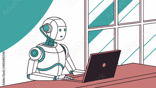 Robotic Assistant Working on a Laptop 1.
