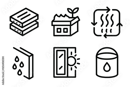 Building materials and energy efficiency icons