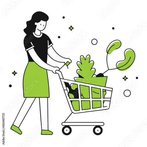 add to cart business illustration of a woman