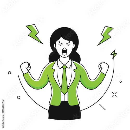 angrily business illustration of a woman