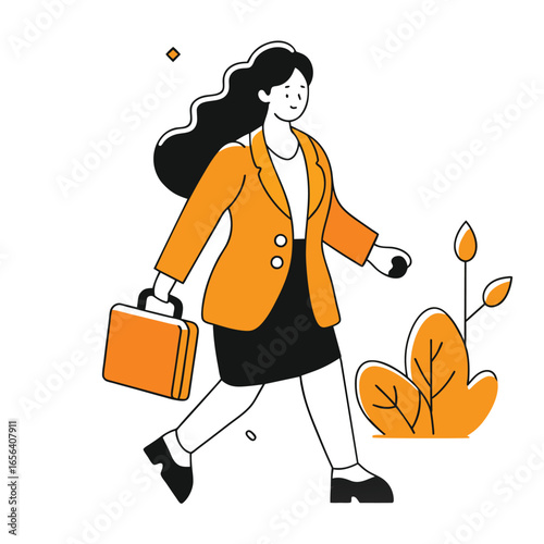 walking business illustration of a woman
