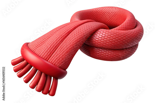 3d red knitted scarf isolated on transparent background. use cases: fashion accessory, winter apparel, graphic element.