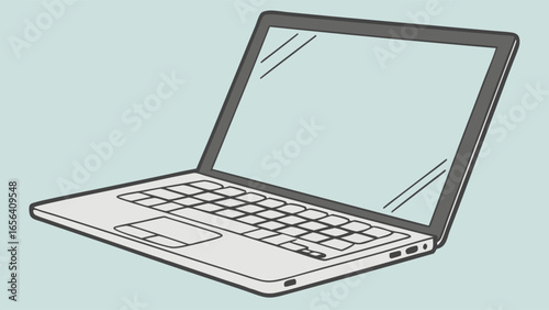 Sleek Silver Laptop Computer with Blank Screen.