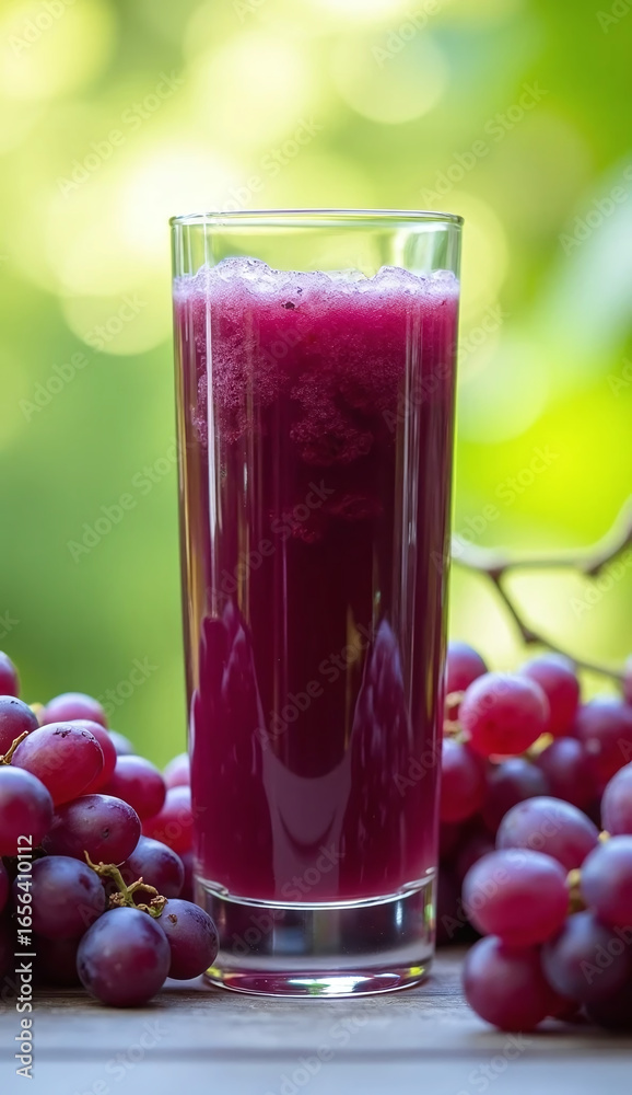 custom made wallpaper toronto digitalGrape juice in clear glass with frothy texture and organic grapes background.