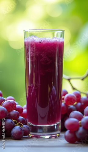 Wallpaper Mural Grape juice in clear glass with frothy texture and organic grapes background. Torontodigital.ca