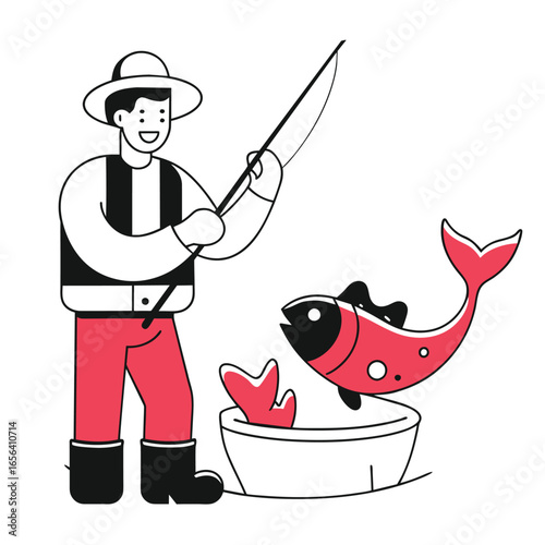 fishing business illustration of a man
