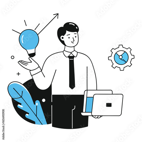 learning business illustration of a man