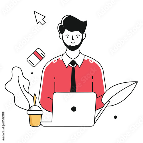 content writer business illustration of a man 