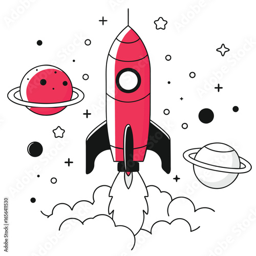 rocket illustration design 