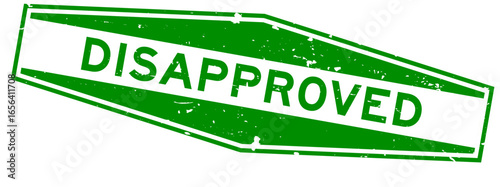 Grunge green disapproved word hexagon rubber seal stamp on white background