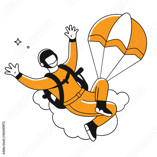skydiving business illustration of a man