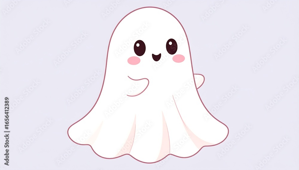 Fototapeta premium Cute cartoon ghost with expressive eyes and soft features.