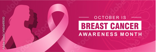 October breast cancer awareness month background with pink ribbon symbol, vector design. Healthcare and medicine concept. Great for banners, posters, cards and social media.