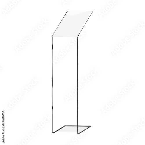 Blank white advertising sign on black metal frame. Realistic vector mock-up. Floor standing poster display. 3d mockup. Template for design
