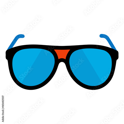 Stylish aviator sunglasses with blue lenses and orange bridge