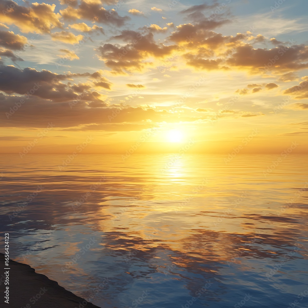 Obraz premium 水平線に染まる、黄金の刻印