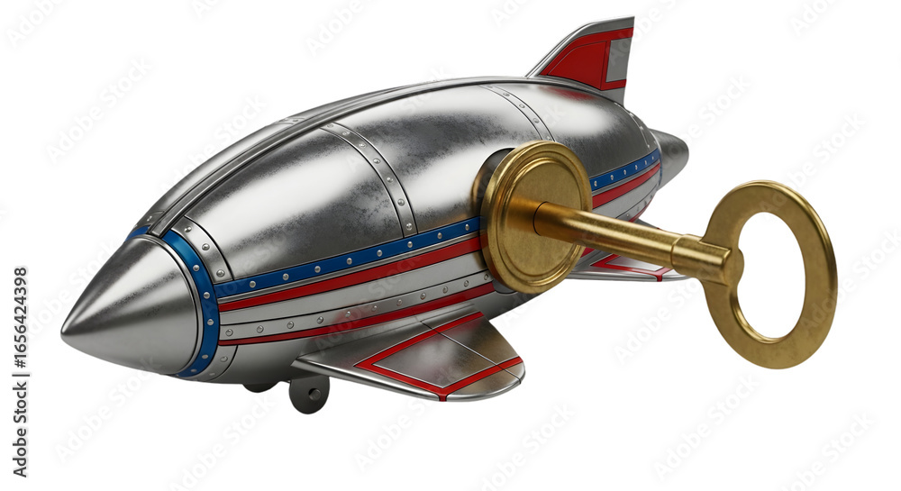Fototapeta premium Vintage toy airplane with key