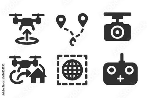 Drone technology and aerial navigation icons