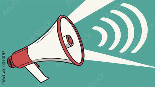 Vector Illustration of a Red and White Megaphone.
