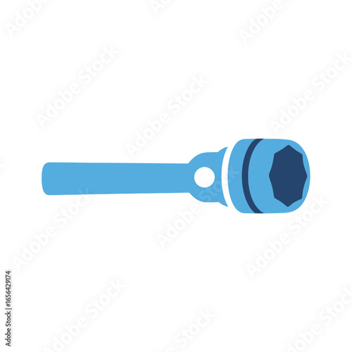 Blue wrench or socket wrench tool illustration on white background.