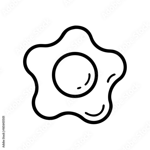 Fried egg outline vector illustration, simplistic graphic representation on a white background