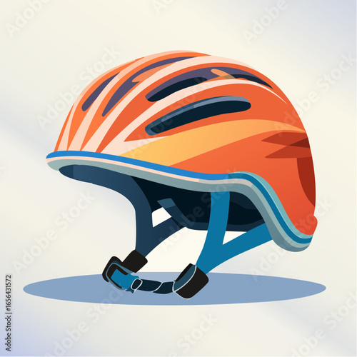 Orange And Blue Bicycle Helmet Illustration