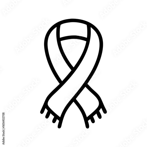 Illustration of a scarf tied in a loop with hanging tassels at ends