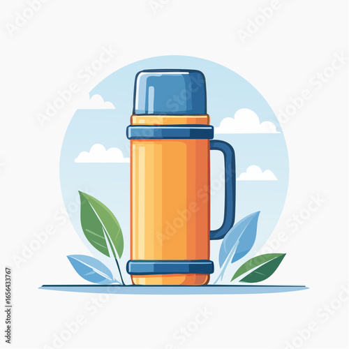 Orange Thermos Bottle Illustration