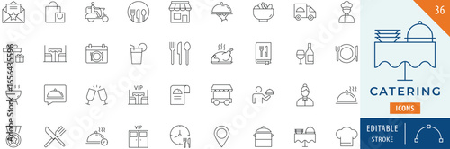 Catering icon collection set. Editable stroke.