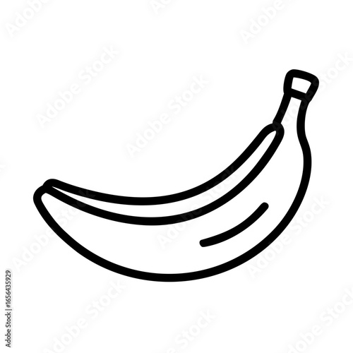 Minimalist banana illustration featuring a simple line drawing on white background
