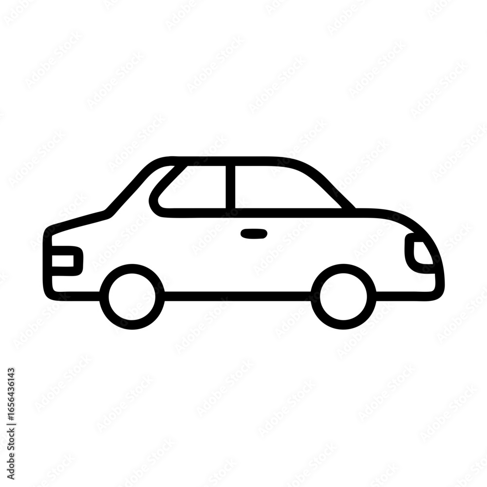 Simple line drawing of a car in profile on a white background Simple line drawing of a car in profile on a white background