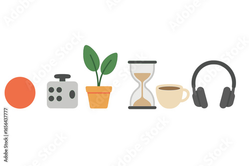 Everyday objects and stress relief items collection