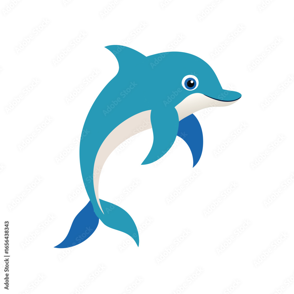 Fototapeta premium Playful Dolphin Illustration on White Background