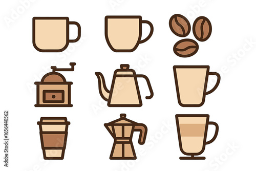 Coffee making and drinking icons