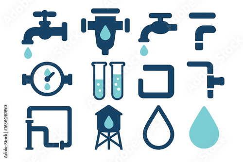 Water supply and plumbing icons