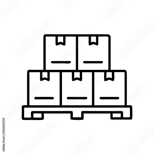 Carton boxes stacked on a wooden pallet in a warehouse setting  