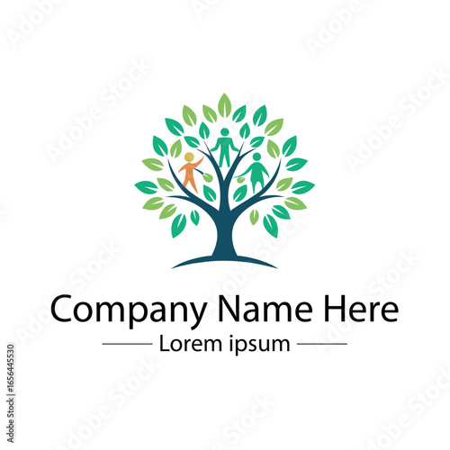 Modern Family Tree Logo design with  tree and genealogy symbol