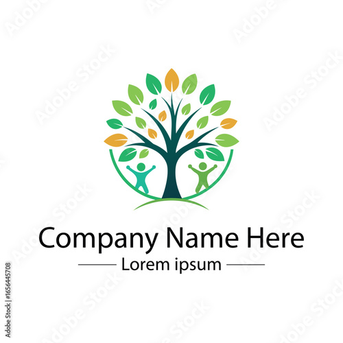 Modern Family Tree Logo design with  tree and genealogy symbol