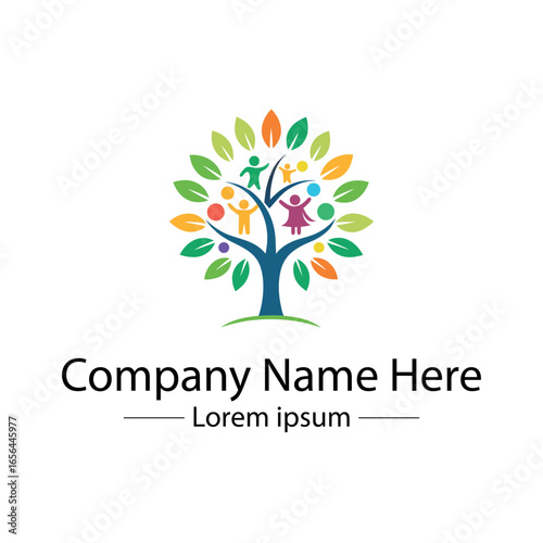 Modern Family Tree Logo design with  tree and genealogy symbol