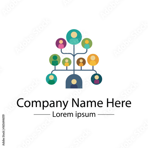 Modern Family Tree Logo design with  tree and genealogy symbol
