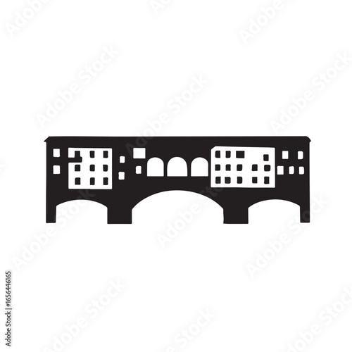 Ponte Vecchio Florence Silhouette Illustration