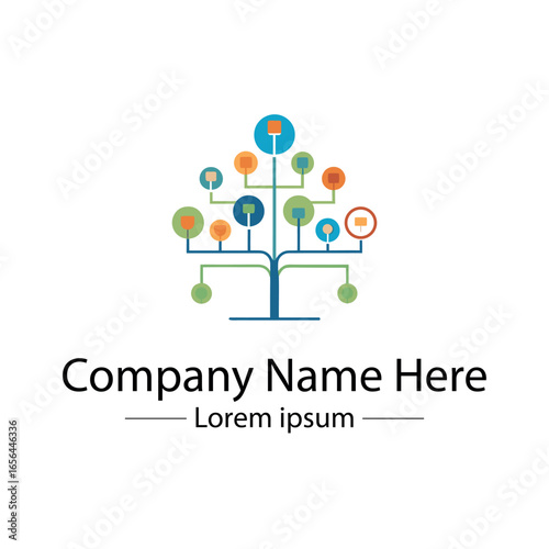 Modern Family Tree Logo design with  tree and genealogy symbol