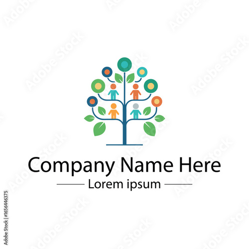 Modern Family Tree Logo design with  tree and genealogy symbol