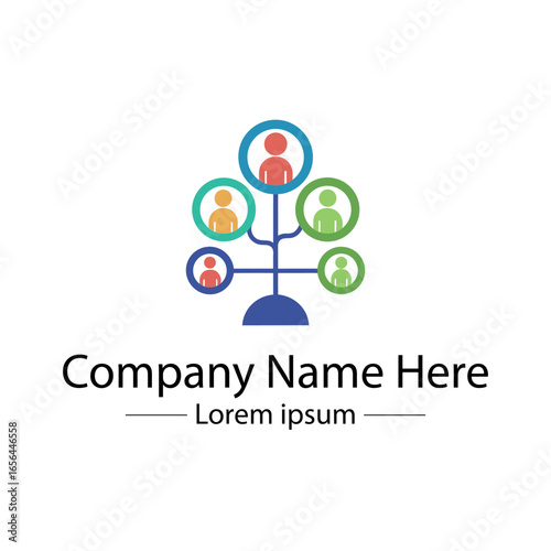 Modern Family Tree Logo design with  tree and genealogy symbol