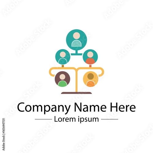 Modern Family Tree Logo design with  tree and genealogy symbol