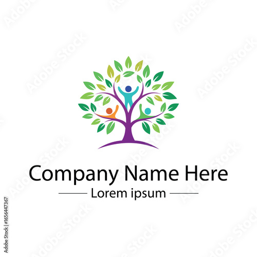 Modern Family Tree Logo design with  tree and genealogy symbol